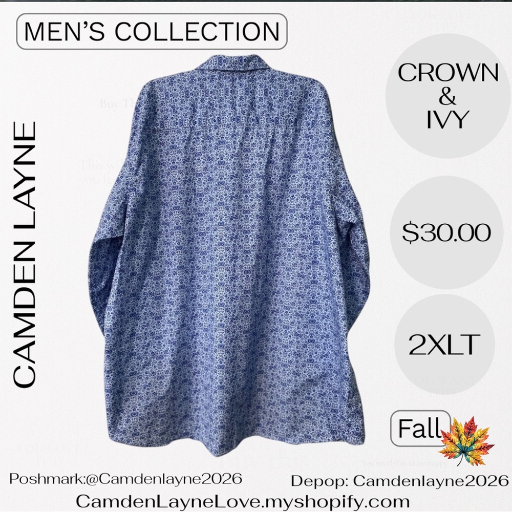 Crown & Ivy Light Blue Floral Patterned Shirt - Picture 7 of 7